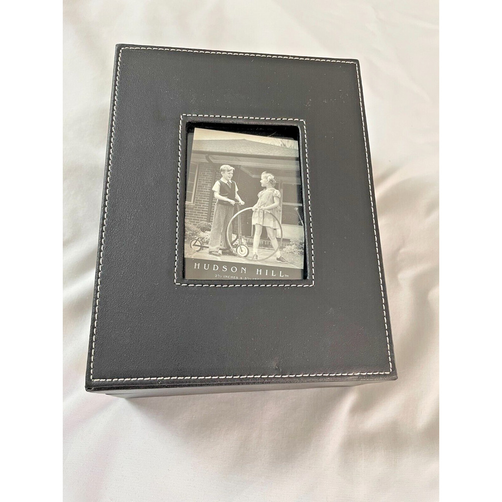 Leather Jewelry Box rectangle with slant top. 7" x 6"